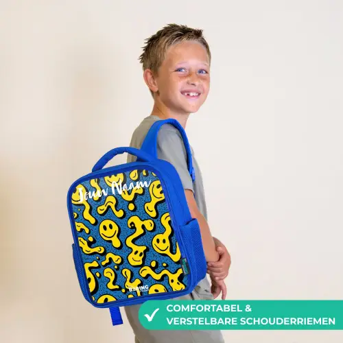 Smiley - Geel - Blauw Kinderrugzak - Blauw middel -sfeer3_NL