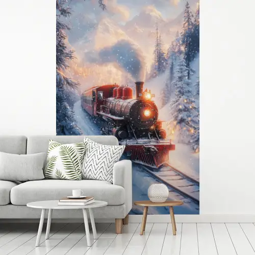 Kersttrein - Sneeuw - Winter - Kerst fotobehang vinyl groot -woonkamer