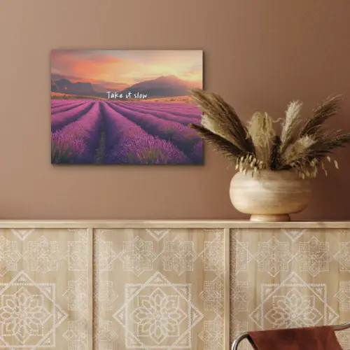 Lavendelveld - Quote - Zonsondergang PET vilt klein -sfeer4