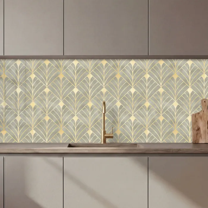 Elegant - Symbool - Goud - Grijsgroen keuken achterwand 2 middel 871 zz_3dshopping