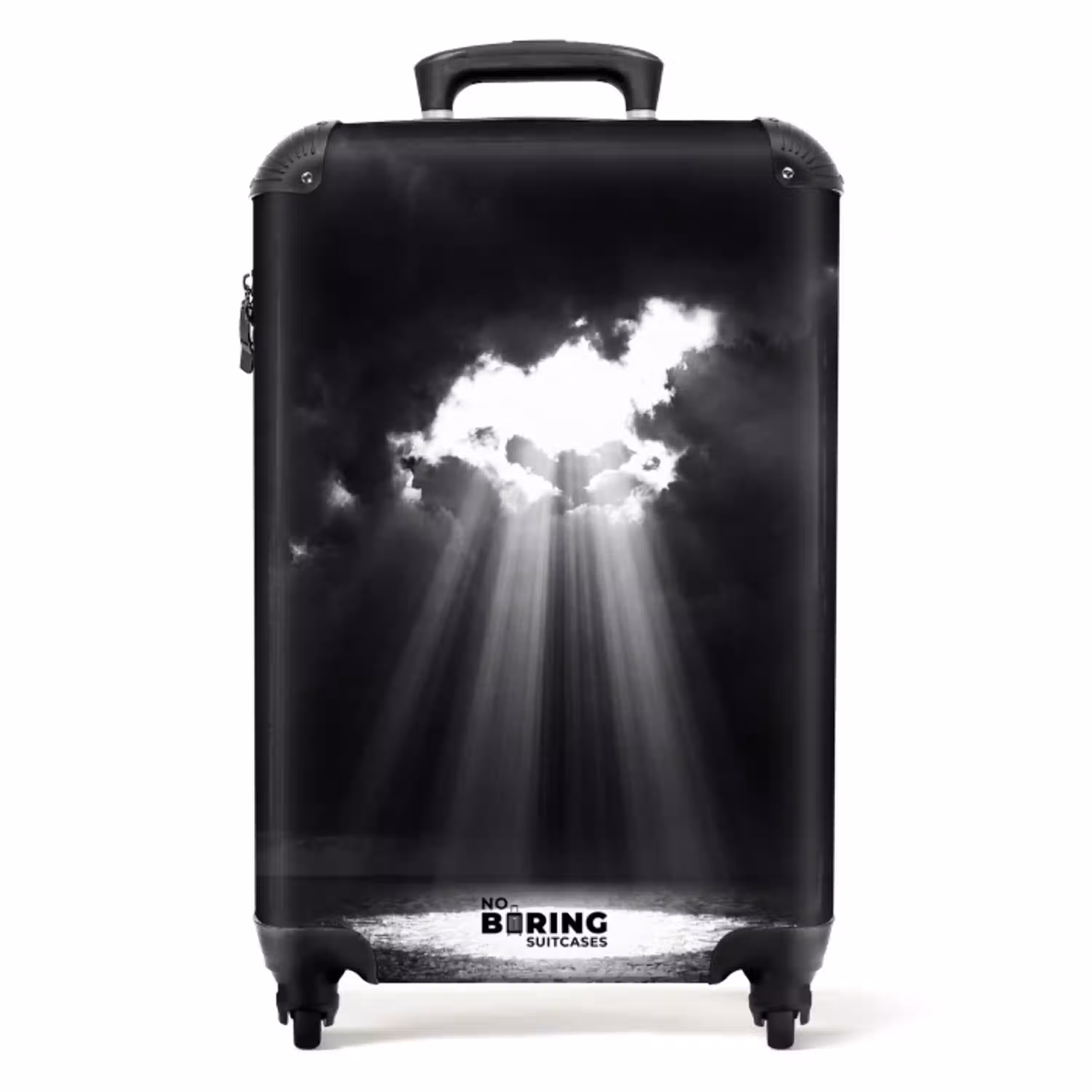 Licht - Wolken - Zee - Zwart-wit - Natuur NBS - Handbagage koffer - Volwassenen Unisex middel -productfoto_recht
