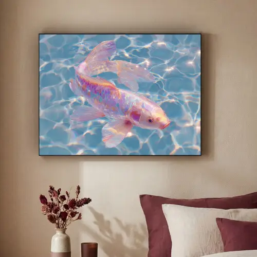 Vis - Water - Blauw - Licht Textielframe - compleet frame klein -sfeer1
