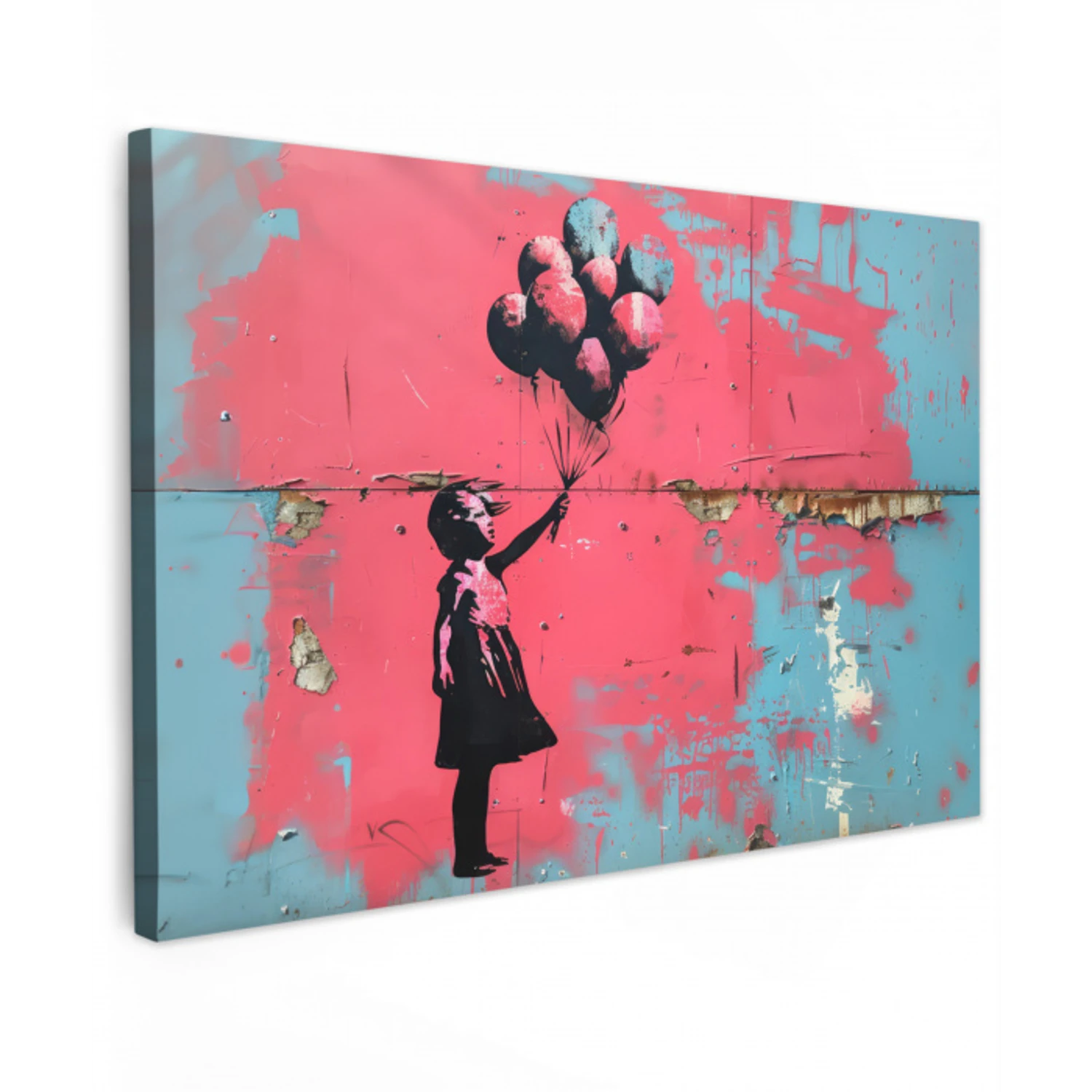 Graffiti - Meisje - Ballon - Banksy - Street art canvas 2cm klein -z3d