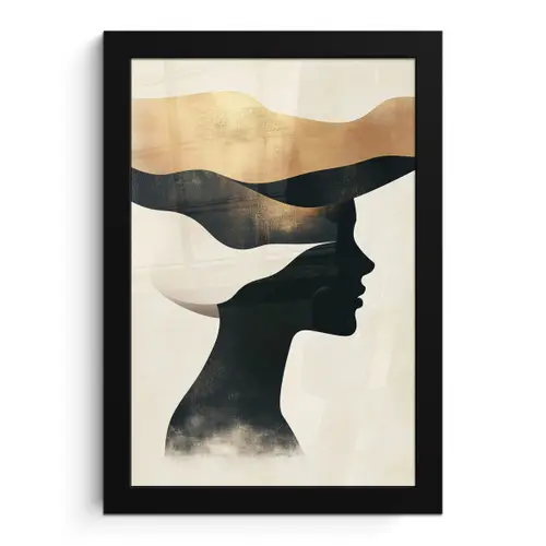 Vrouw - Golven - Zwart fotolijst zwart zonder passe partout klein -3d