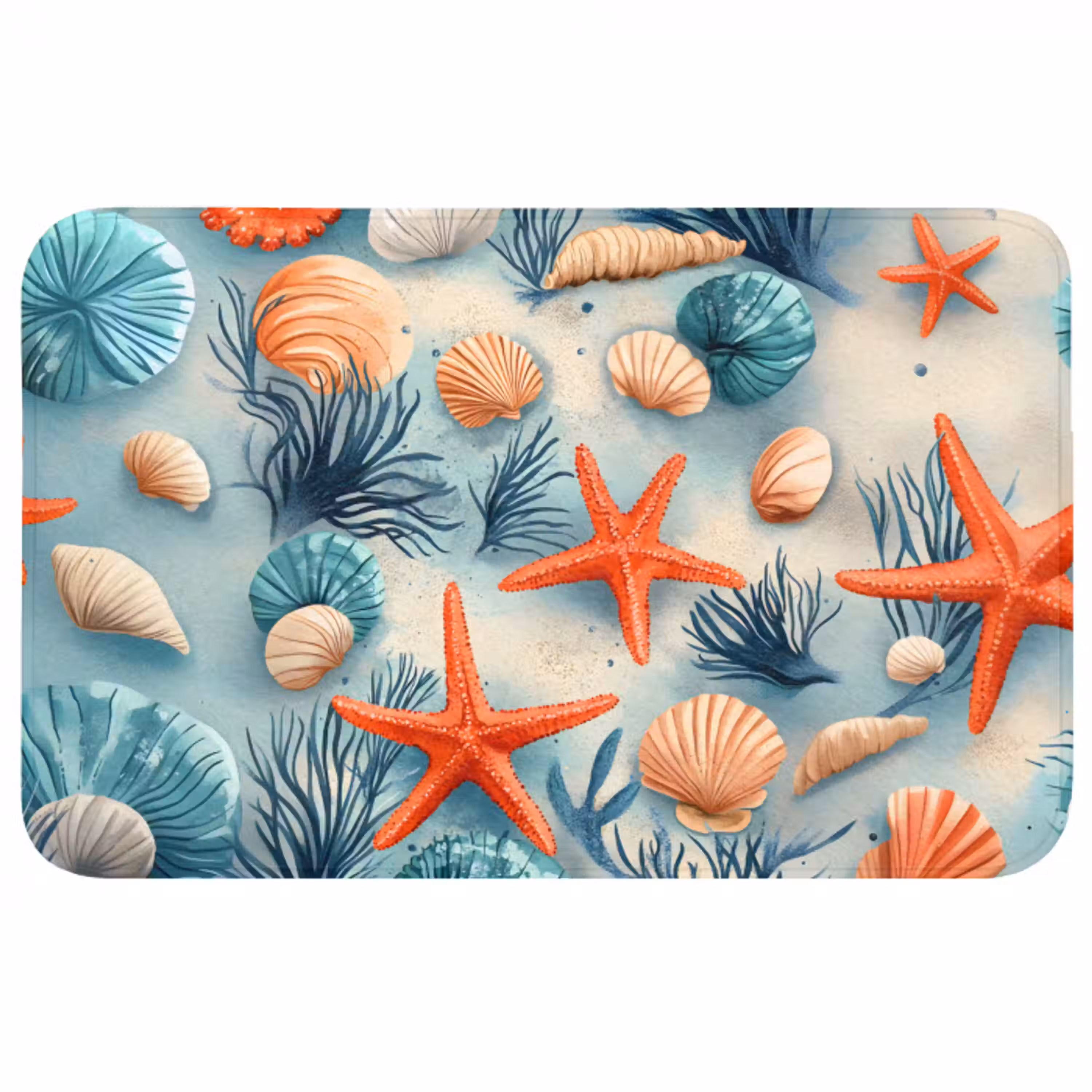 Zeesterren - Schelpen - Illustratie - Zand Badmat middel -3d