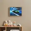 Groene racewagen - Blauw - Neon - Licht Light Box met batterij (Wandlamp kind) middel -sfeer2_kind