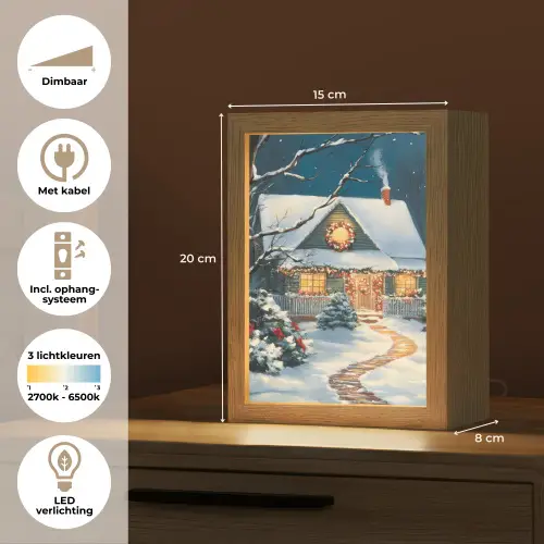 Kerst - Kerstboom - Winter - Huis - Sneeuw Light Box met kabel (Tafellamp) klein -USP_NL