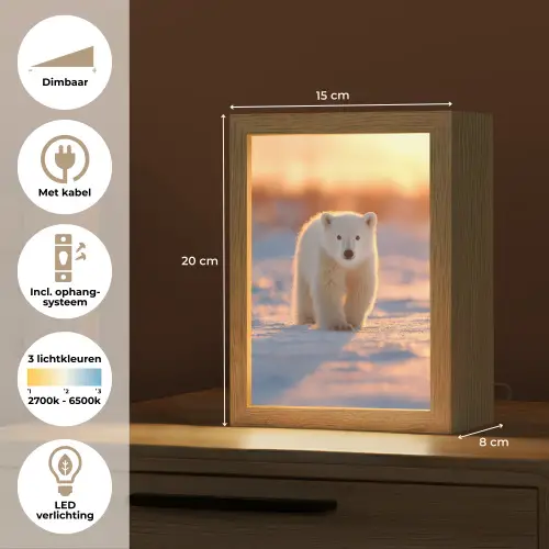 Ijsbeer - Sneeuw - Zonsopgang Light Box met kabel klein -USP_NL