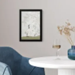 Minimalistisch - Kraanvogels - Blauw fotolijst zwart zonder passe partout klein -sfeer4