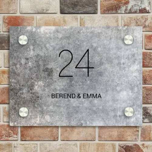 Beton - Klassiek Naambord Rechthoek middel -sfeer3