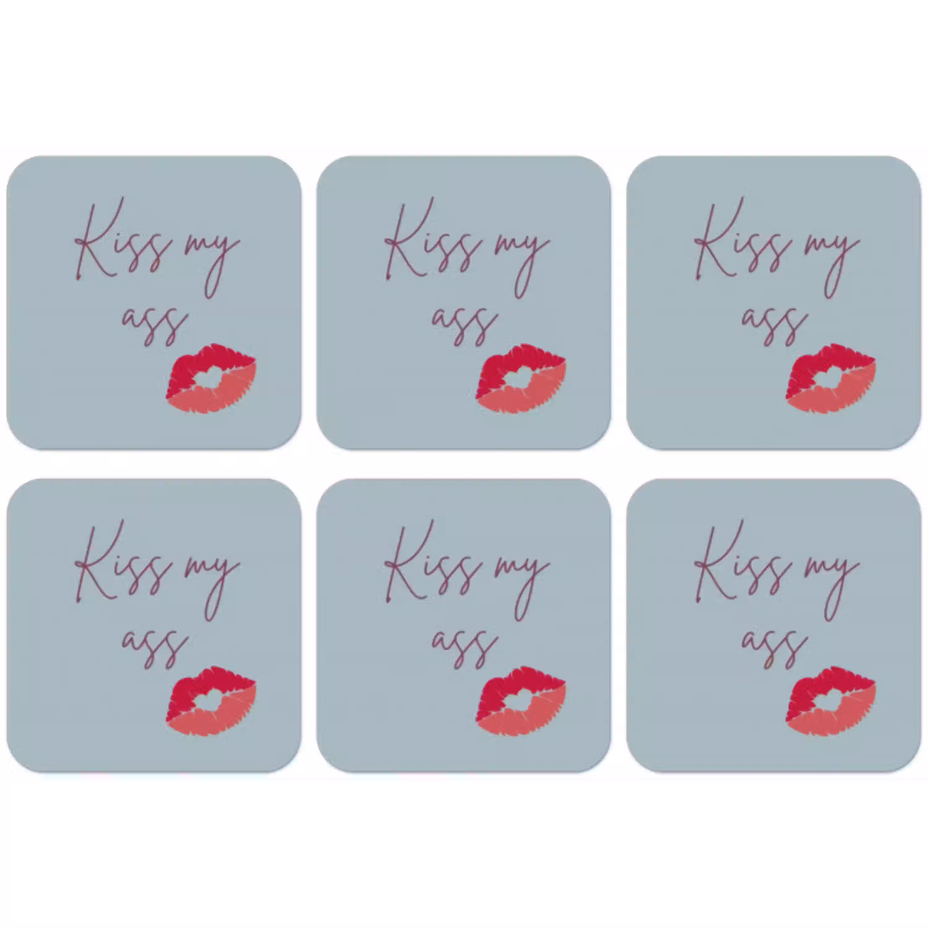 Kiss my ass - Lip - Blauw onderzetter kurk middel -zkaufland3dotto