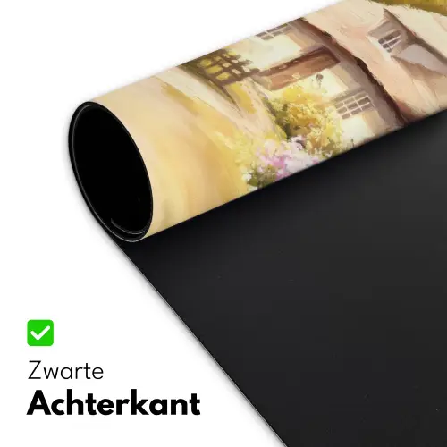 Huisje - Hout - Bloemen Muismat XXL klein -sfeer2