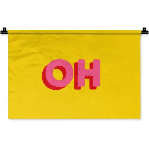 Geel - Roze - Oh - 3D Wandkleed katoen klein -zz3d