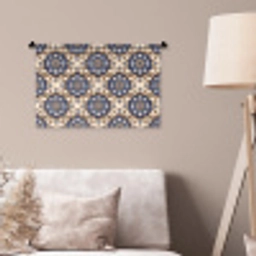 Floraal - Ornament - Blauw Wandkleed katoen klein 269 -sfeer4