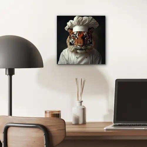 Tijger - Kokskleding - Bruin aluminium wit klein -sfeer5