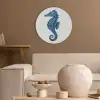 Zeepaardje - Staart - Blauw Akoestische PET Vilt - Rond klein -sfeer1