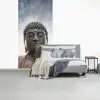 Boeddha hoofd - Buddha - Lucht - Spiritueel - Meditatie fotobehang vinyl groot -slaapkamer