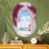 Zee - Roze - Bloemen - Poort Wandcirkel Ovaal Glas middel -sfeer2