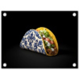 Taco - Vlees - Salade - Delftsblauw - Motief tuinposter los doek klein -3d