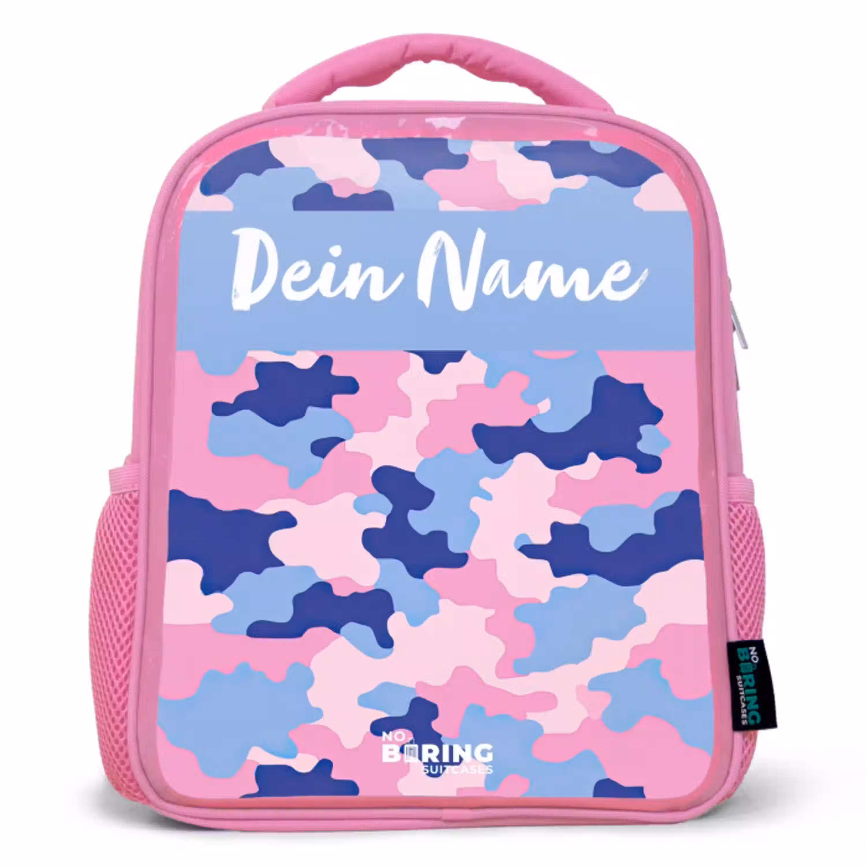 Camouflage - Roze - Blauw Kinderrugzak - Roze middel -3d