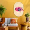 Camera - Memories - Roze - Geschilderd Wandcirkel Ovaal Glas middel -sfeer4