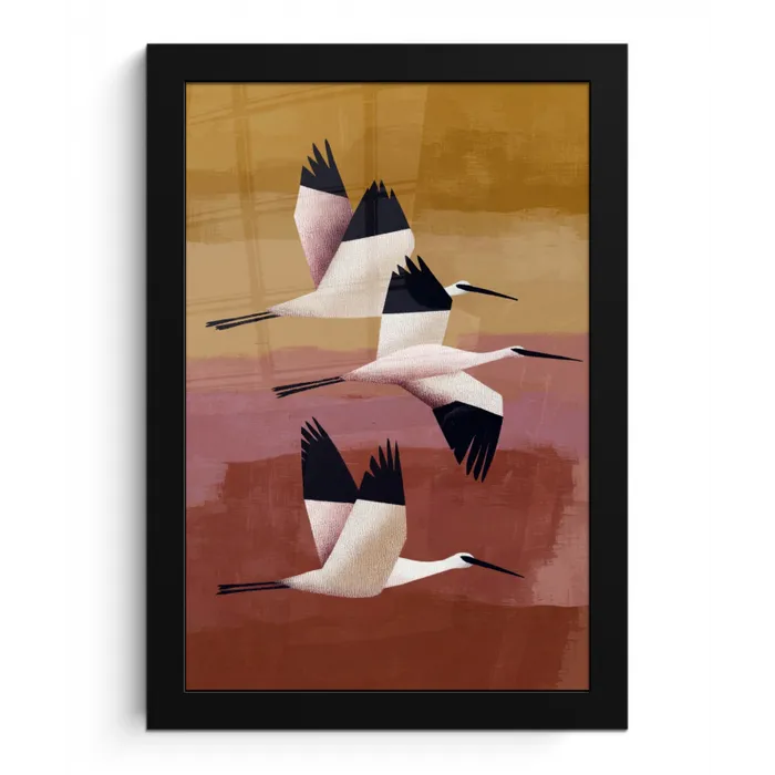 Vogels - Snavel - Abstract fotolijst zwart zonder passe partout klein -3d