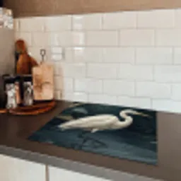 Reiger - Water - Natuur - Modern - Wit Inductie beschermer vinyl 3mm middel -sfeer3