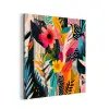 Schilderij - Abstract - Bloemen - Roze aluminium wit klein -3d