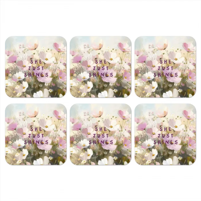 Quote - Bloemen - Schilderachtig onderzetter kurk middel -3d