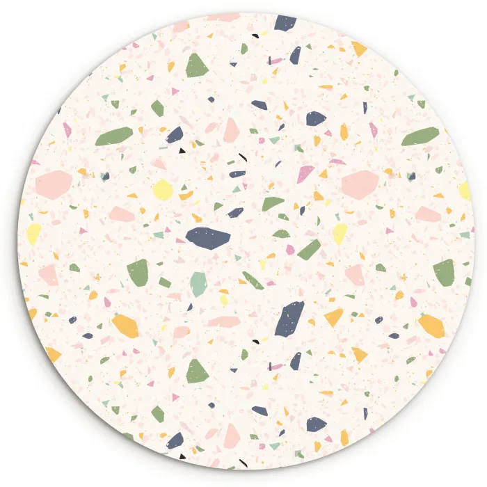 Terrazzo - Patroon - Kleurrijk  - Festival Wandcirkel kunststof plaat 5mm dik klein 188 -3d