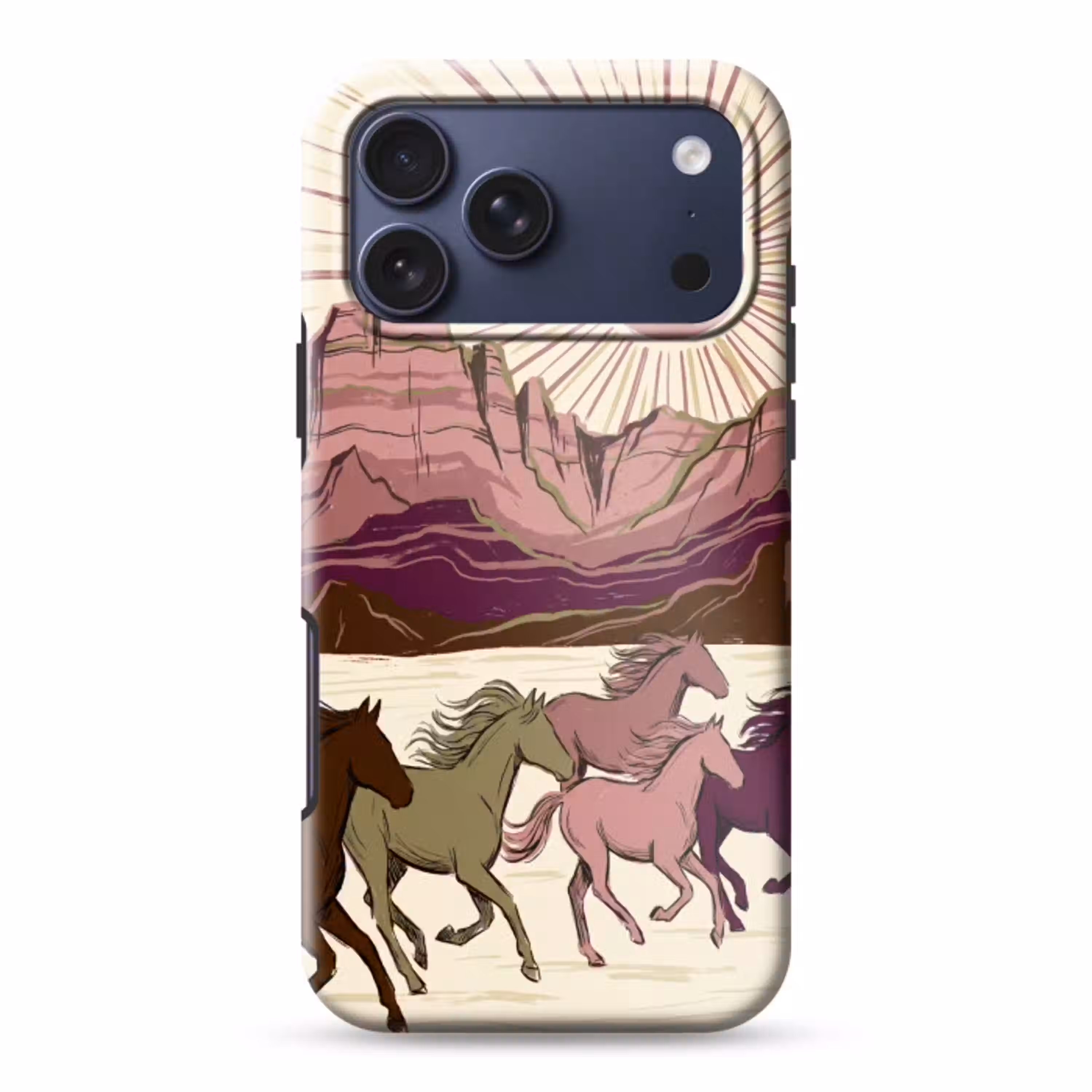 Paarden - Rennend - Woestijn - Natuur - Abstract Toughcase MagSafe Apple iPhone 17 Pro Max klein -3d
