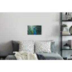 Pauw - Veren - Blauw Muursticker klein -slaapkamer