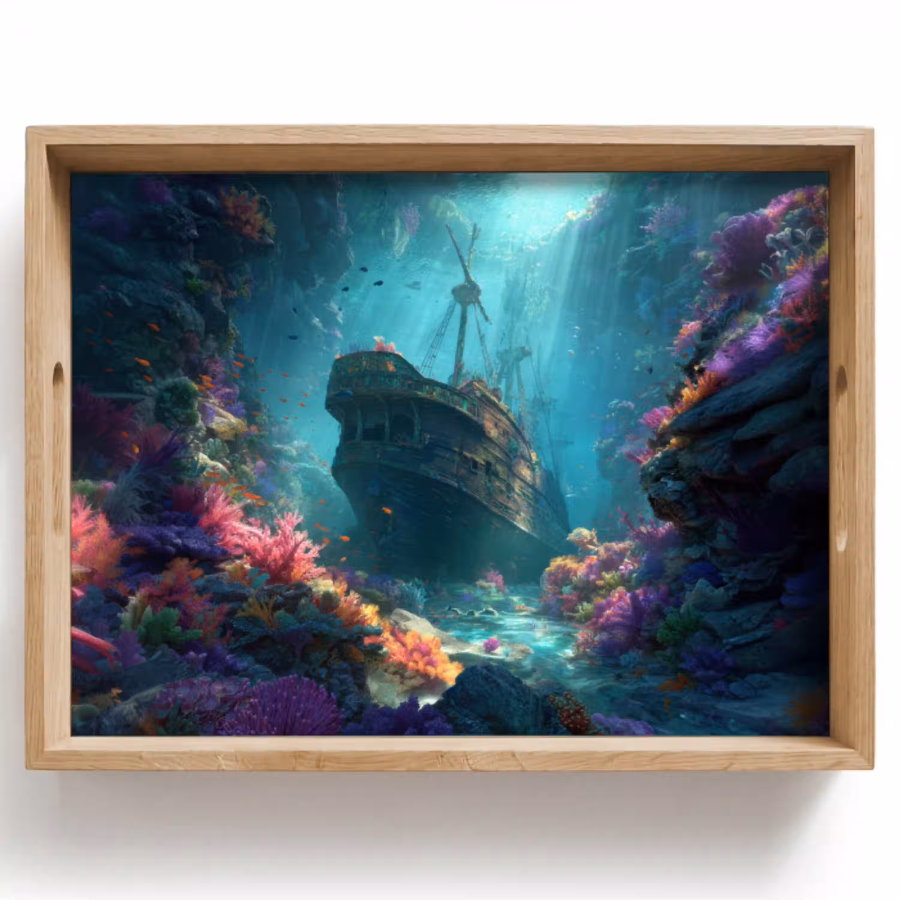 Schip - Hout - Koraalriffen - Zonlicht Dienblad Rechthoek middel -z3d_shopping