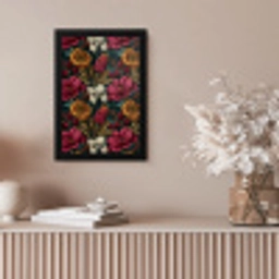 Bloemen - Patroon - Rood - Goud fotolijst zwart zonder passe partout klein 224 -sfeer5