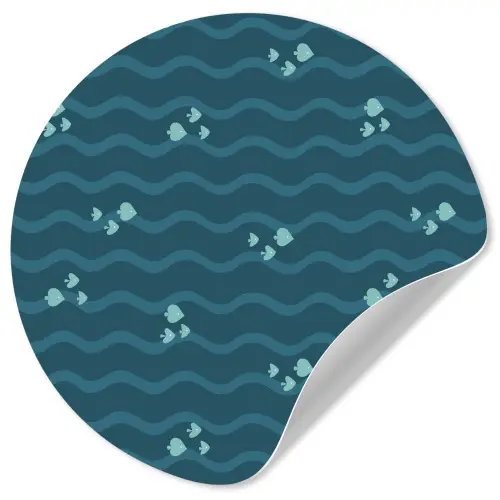 Zee - Donkerblauw - Golf - Vis Wandcirkel behangsticker klein 186 -3d