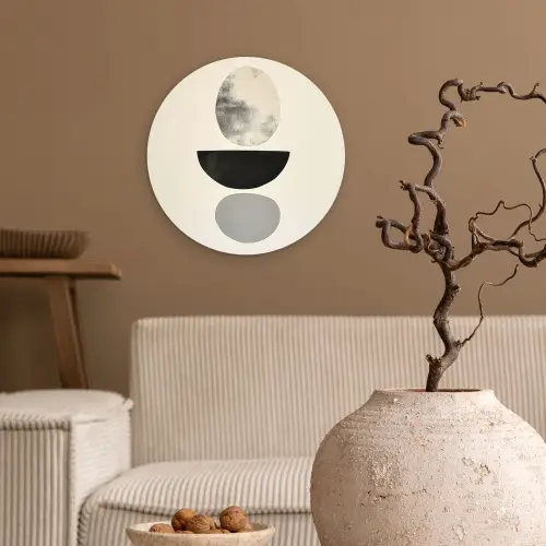 Beige - Japandi - Wabi sabi Wandcirkel plexiglas klein -sfeer1