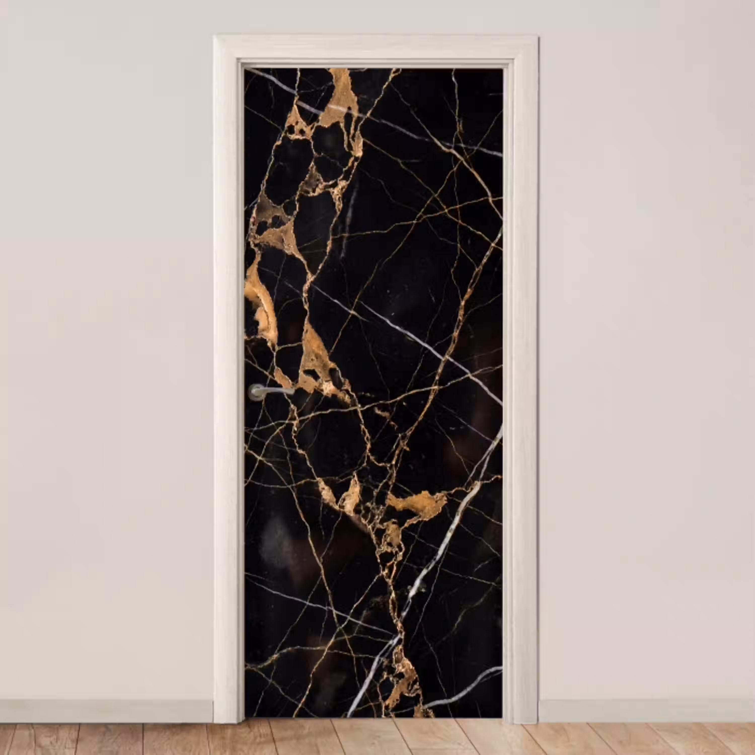 Marmer - Goud - Abstract - Zwart deurposter klein -3d_beige