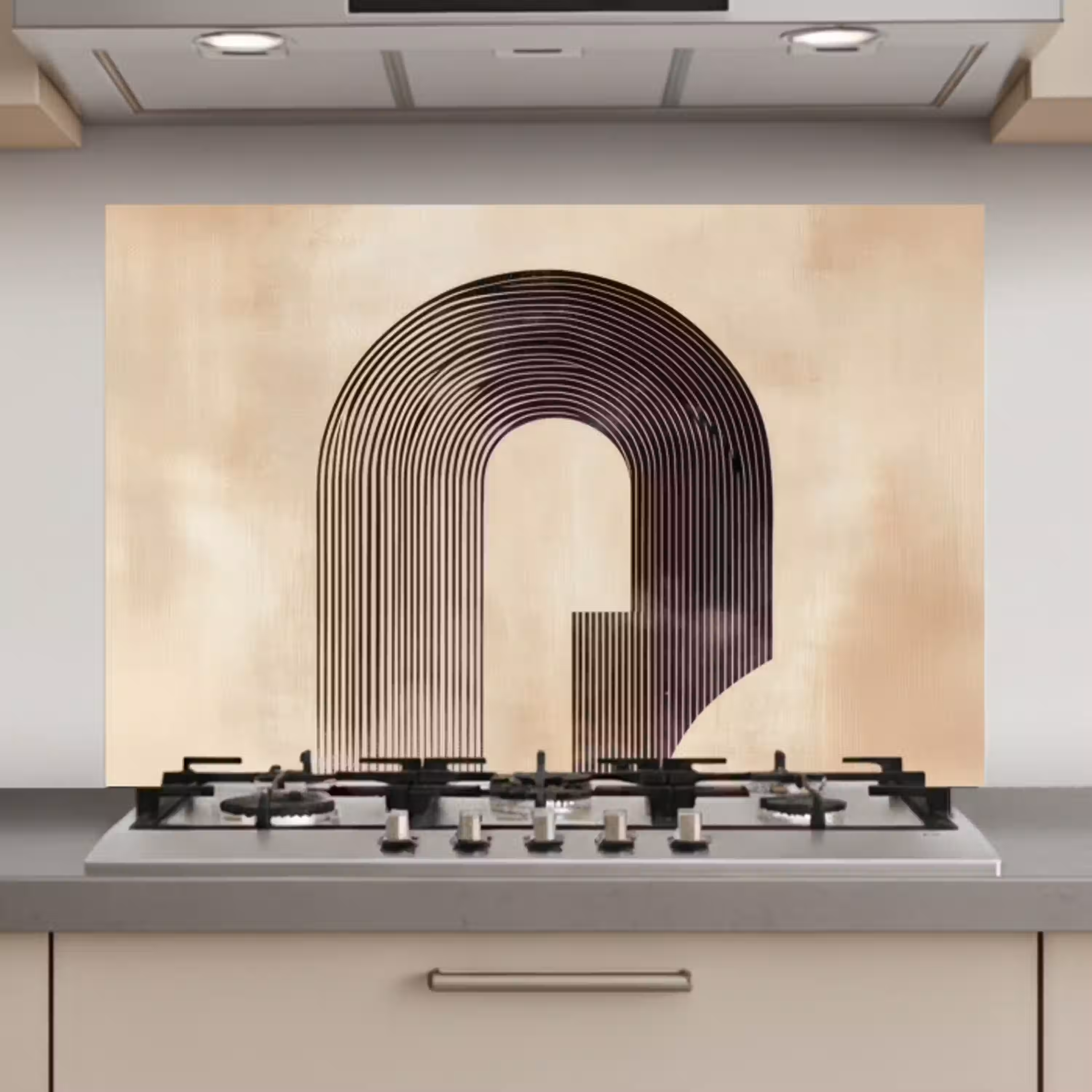 Boog -  Strepen - Minimalistisch - Zwart keuken achterwand spatscherm klein -3d_website