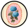 Bloemen - Blauw - Lijst - Bladeren Fotolijst rond zonder passe partout klein -3d