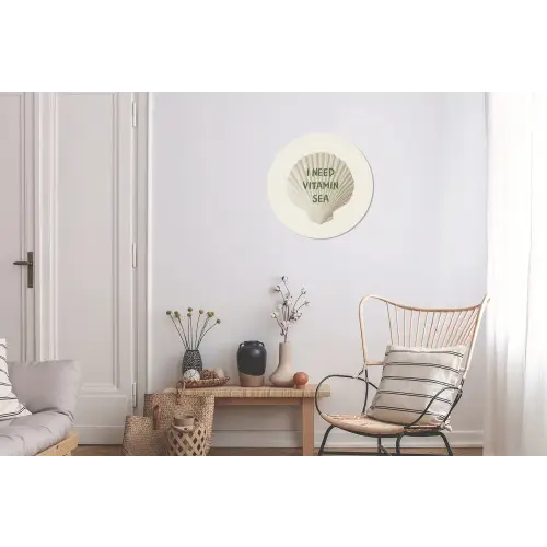 Schelp - Quote - Groen Wandcirkel aluminium klein -woonkamer