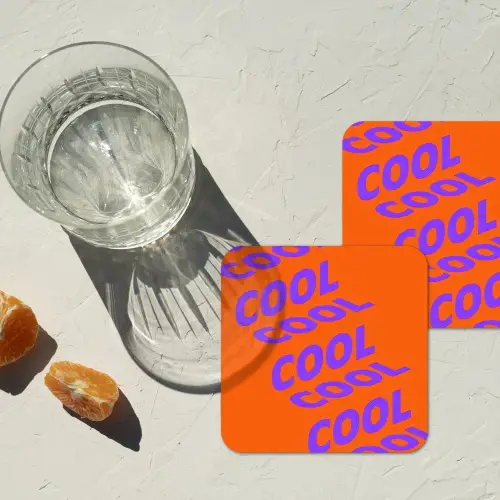 Cool - Paars - Oranje onderzetter kurk middel -sfeer4
