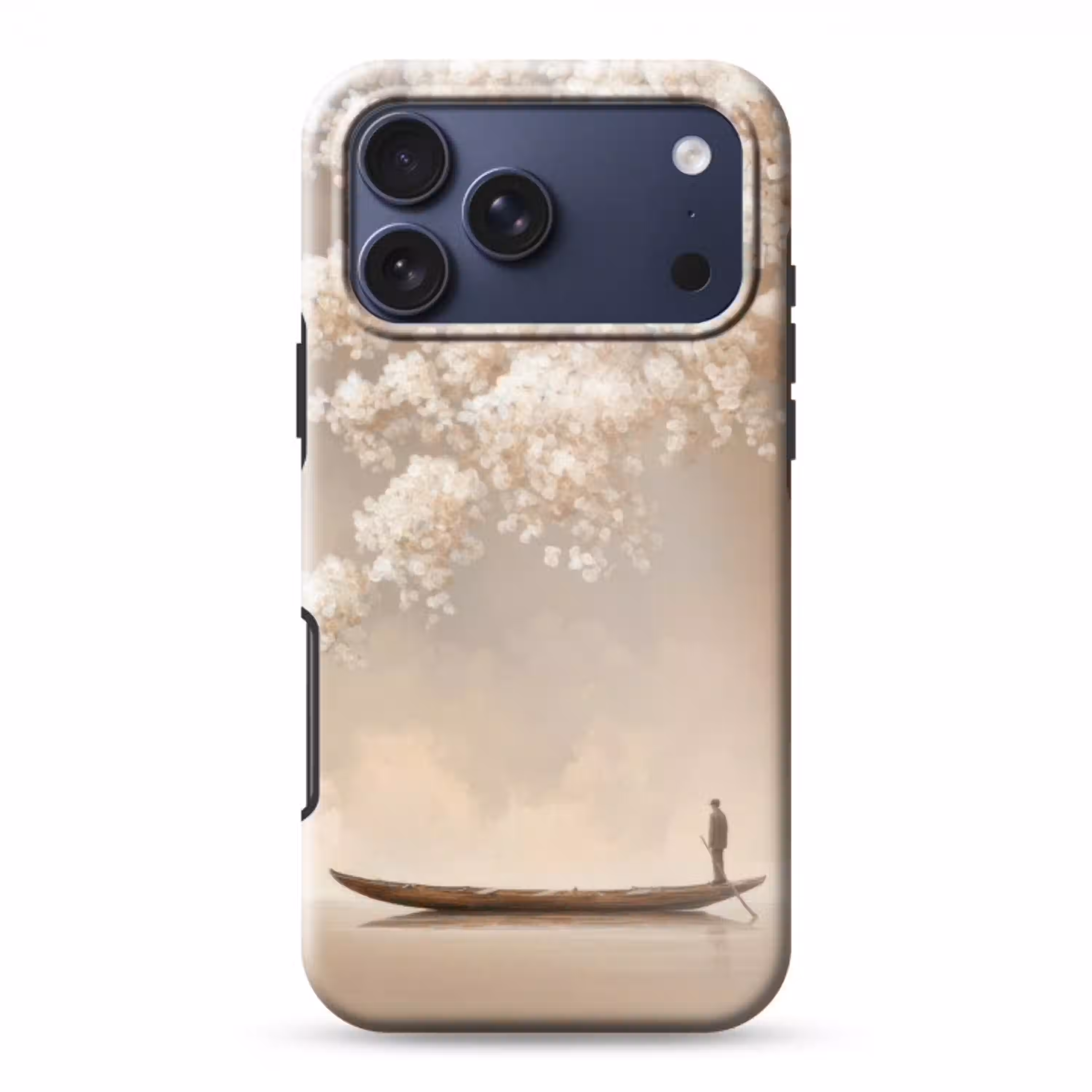 Bloesems - Wit - Boot - Minimalistisch Toughcase MagSafe Apple iPhone 17 Pro Max klein -3d