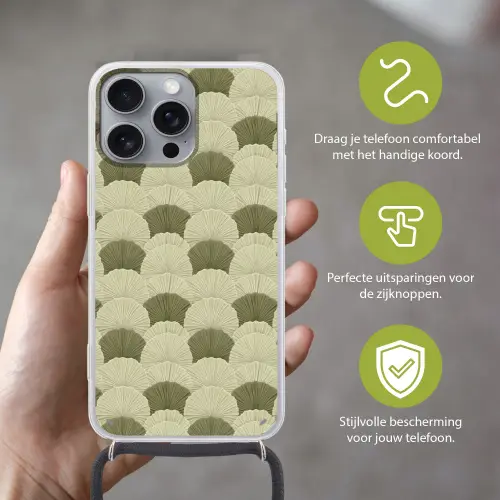 Bladeren - Structuur - Groen Hoesje iPhone 16 Pro Max met koord klein 804 -sfeer2_NL