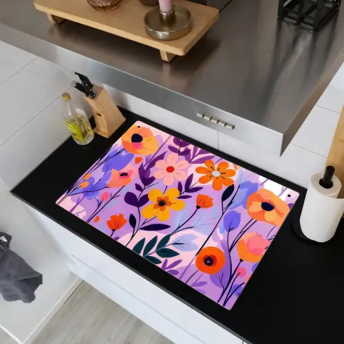 Bloemen - Kleurrijk - Bladeren Inductie beschemer met haakjes klein -sfeer1