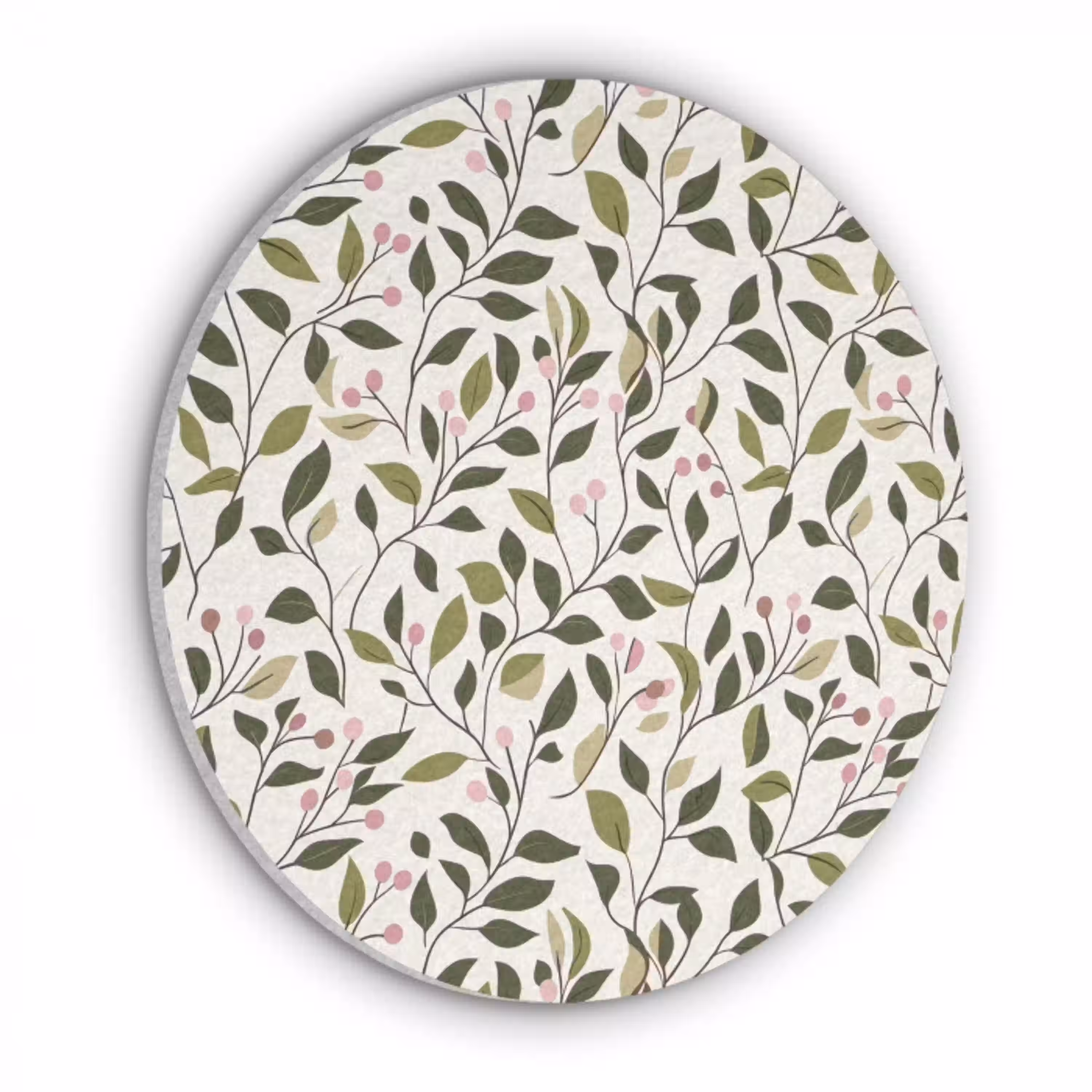 Bladeren - Bessen - Roze Akoestische PET Vilt - Rond klein 838 -3d