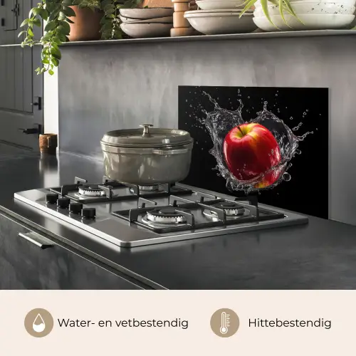 Appel - Rood - Water - Zwart - Fruit keuken achterwand spatscherm klein -usp_NL