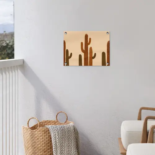 Cactus - Woestijn - Zand - Bruin tuinposter los doek klein -sfeer8