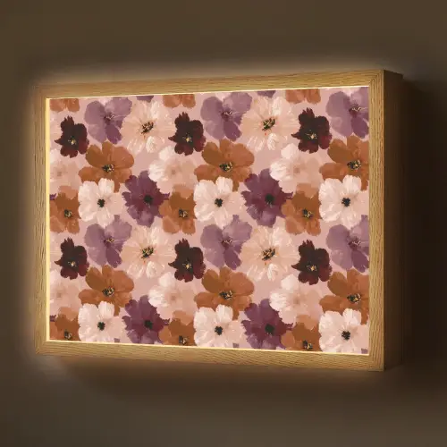Bloemen - Abstract - Aardetinten Light Box met batterij (Wandlamp) middel 907 -z3d_website