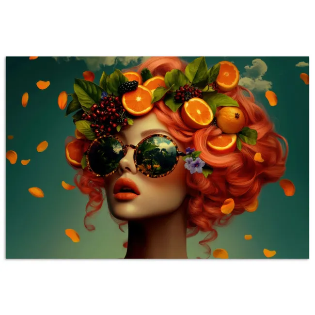 Poster - Vrouw - Sinaasappel - Bessen - Oranje