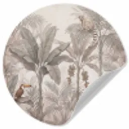 Natuur - Jungle - Ringstaartmaki - Bruin Wandcirkel behangsticker klein -3d